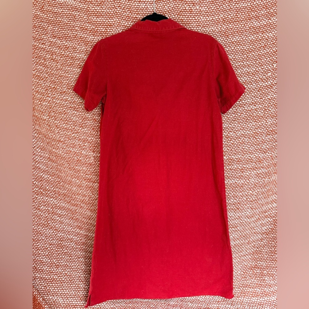 Vintage Red Button-Down Linen Dress - Picture 3 of 9